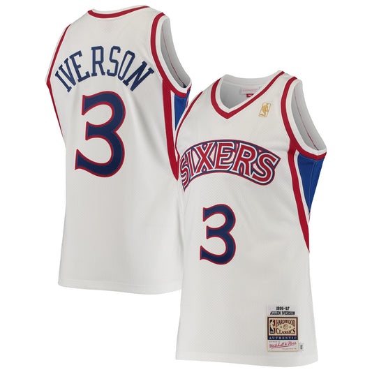 Allen Iverson Philadelphia 76ers Mitchell & Ness Hardwood Classics Authentic Jersey - White